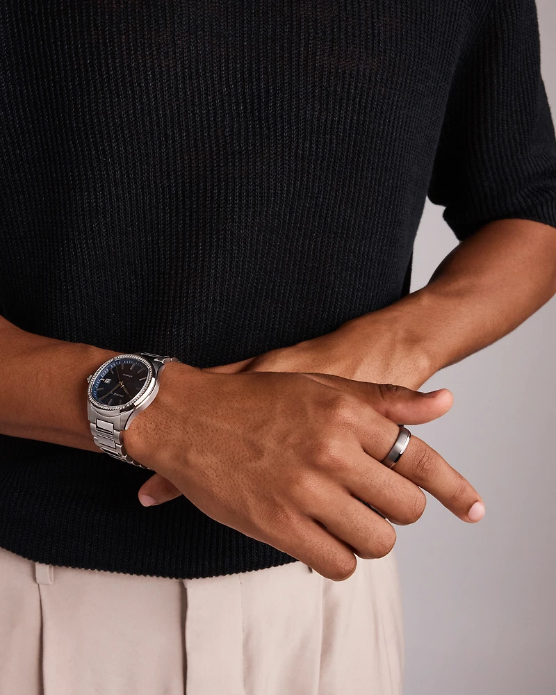 Men's 0.60 Carat TW Diamond Quartz Stainless Steel Watch with Blue Dial