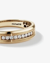 15 Carat TW Round Brilliant Half Bevelled Edge Channel Set Men's Ring in 10kt Yellow Gold