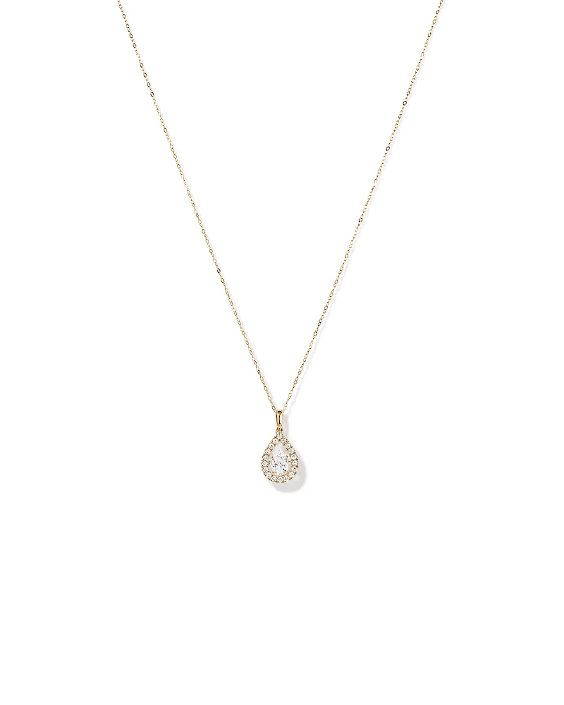 Lume Lab Pear Pendant with 1.00 Carat TW of Laboratory-Grown Diamonds in 10kt White Gold