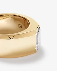 2.00 Carat TW Bezel Set Emerald Cut Lab-Grown Diamond Modern Cigar Band in 14kt Yellow Gold