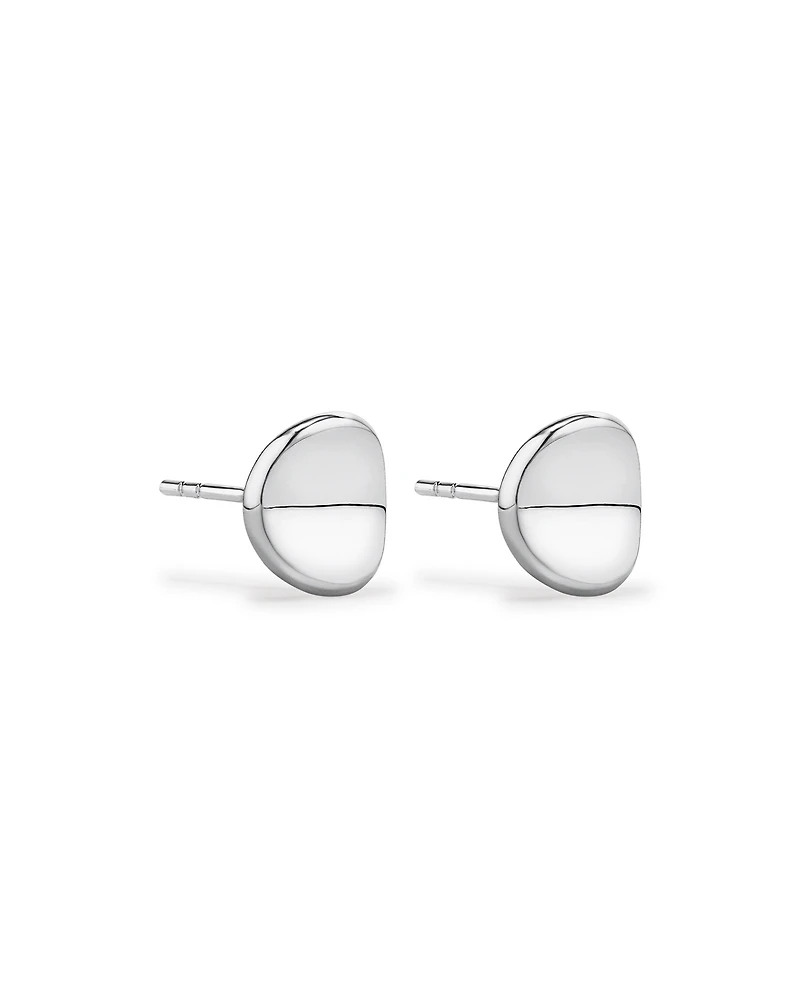 Round Concave Stud Earrings in Sterling Silver