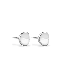 Round Concave Stud Earrings in Sterling Silver