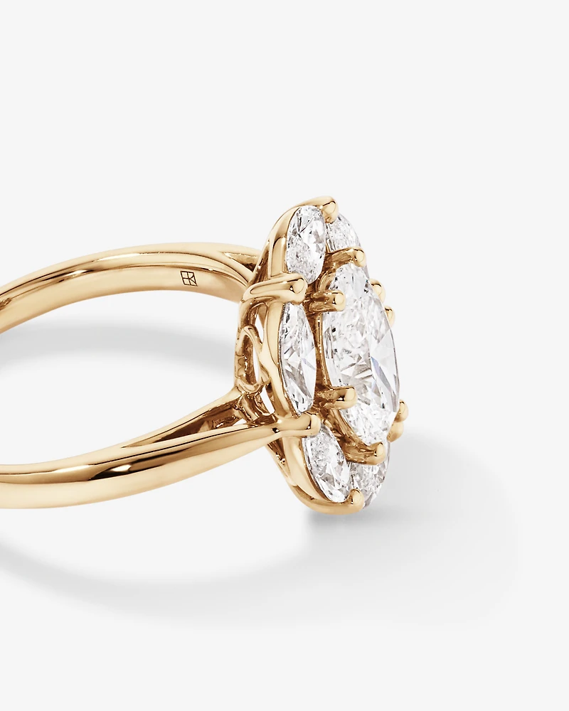 2.68 Carat TW Oval and Marquise Laboratory-Grown Diamond Halo Ring 14kt White Gold