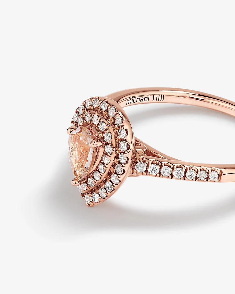 Sir Michael Hill Designer Fashion Ring with Morganite & 0.25 Carat TW of Diamonds in 10kt Rose Gold