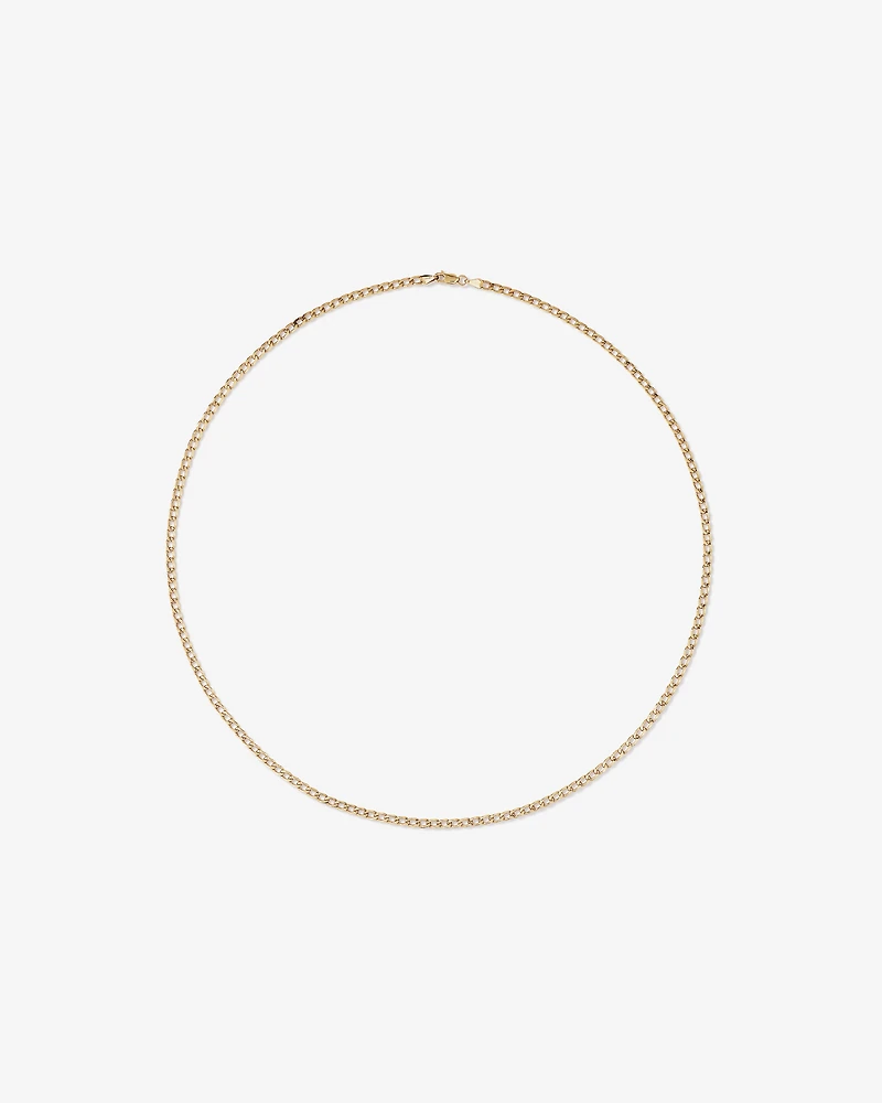 55cm (22") 3mm-3.5mm Width Hollow Curb Chain in 10kt Yellow Gold