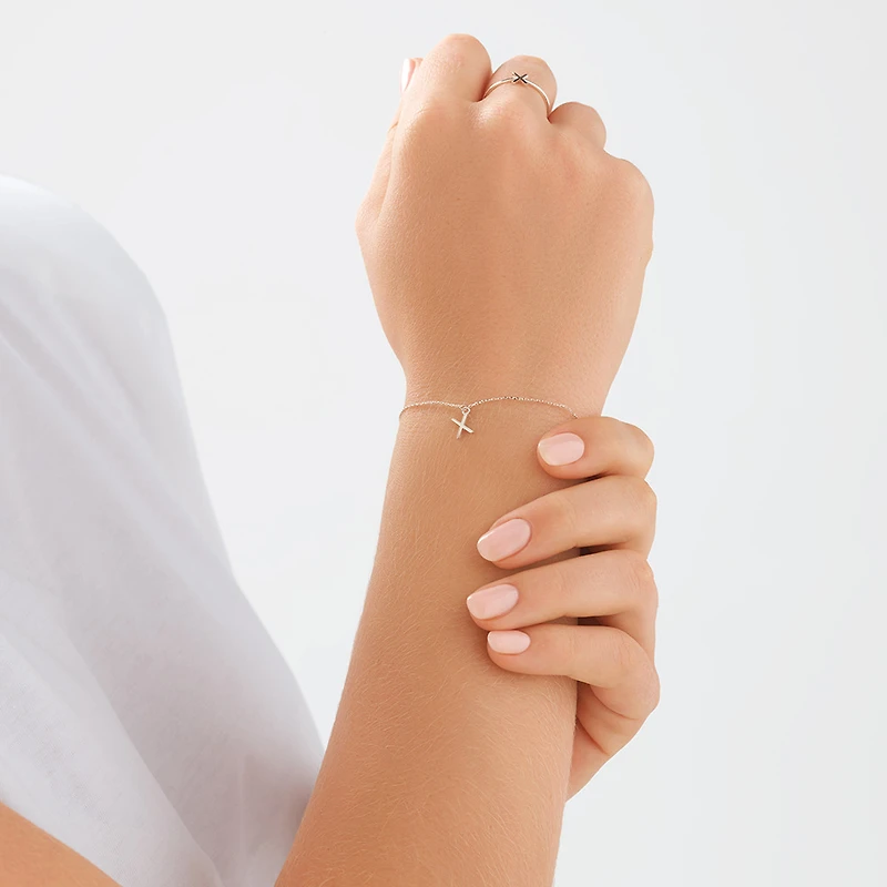 19cm (7.5") X Initial Bracelet in Sterling Silver