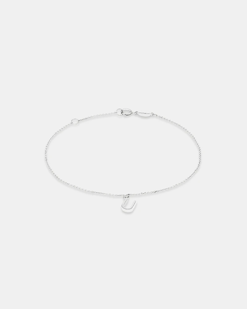 19cm (7.5") U Initial Bracelet in Sterling Silver