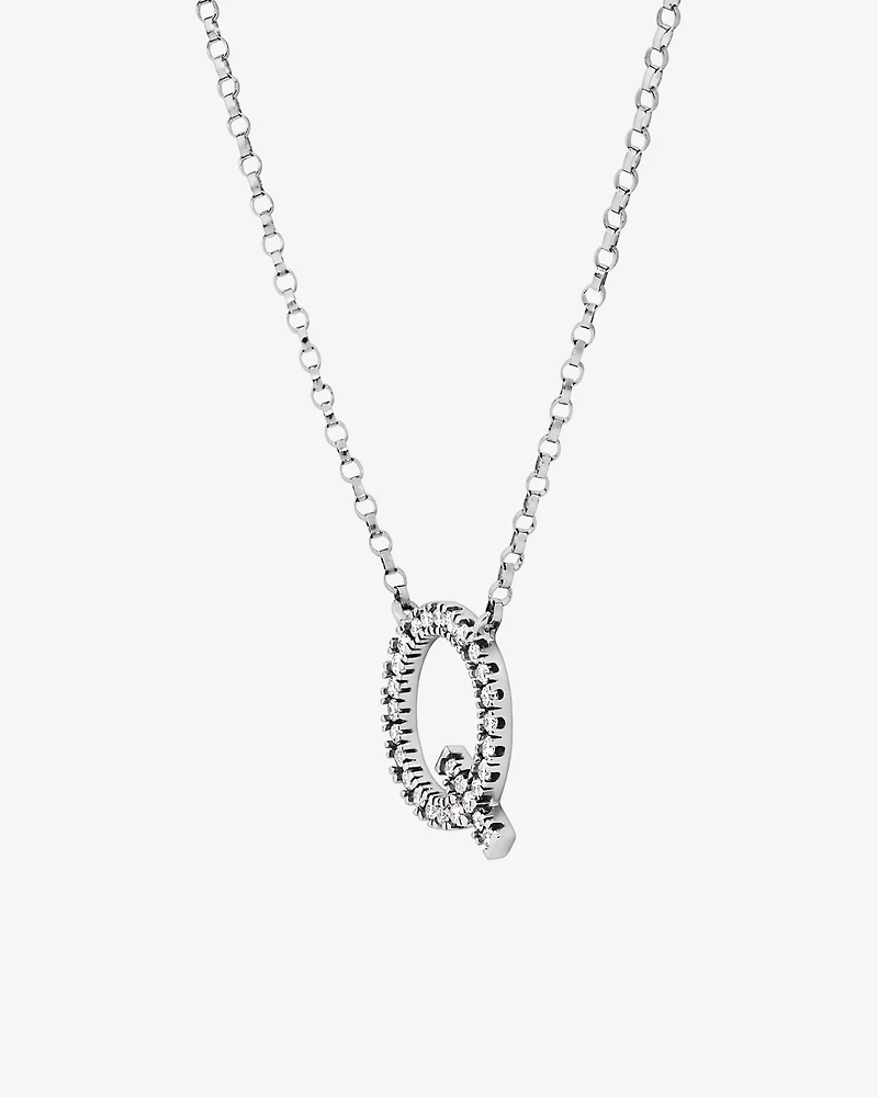 Q Initial Necklace with 0.10 Carat TW of Diamonds in 10kt White Gold