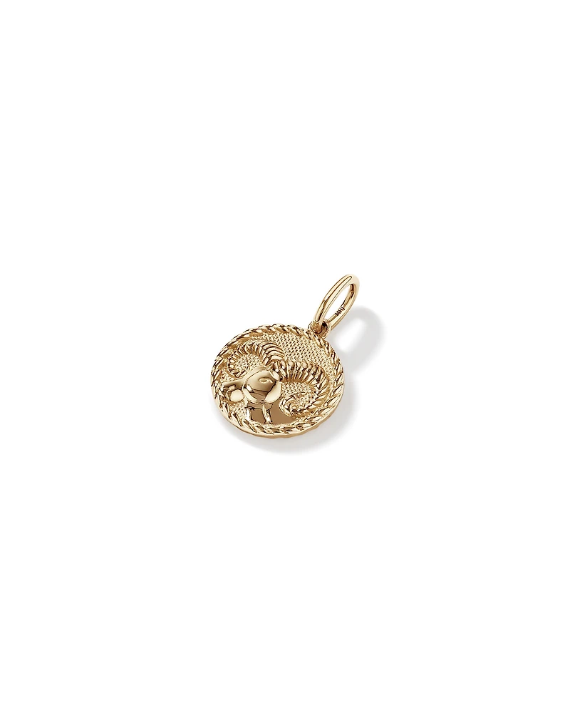 Diamond Accent Aries Zodiac Pendant in 10kt Yellow Gold