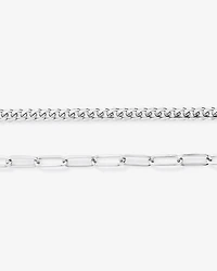 Paperclip and Curb Link Chain Necklace in Sterling Silver