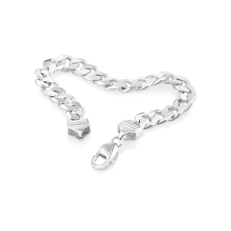 Bracelet gourmette pour homme en argent sterling de 21 cm, largeur de 9 mm