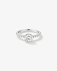1.40 Carat TW Round Brilliant Diamond Solitaire Pave Hidden Halo Engagement Ring in Platinum