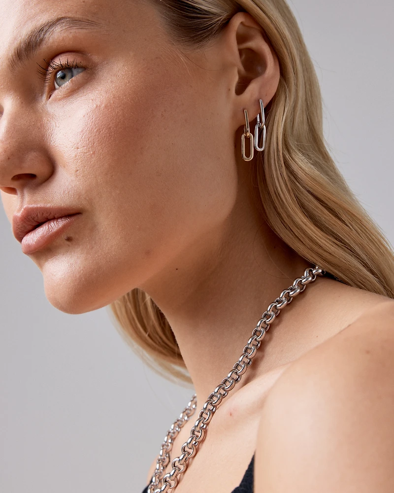 Boucles d'oreilles pendantes Huggie en forme de trombone en argent sterling