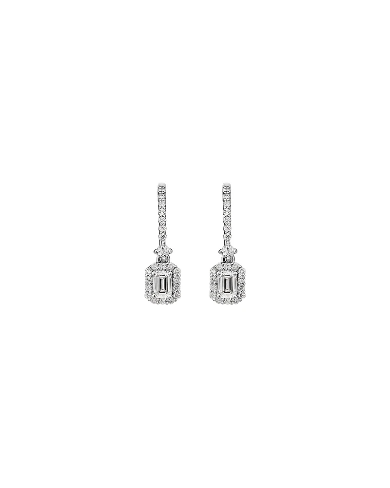 0.62 Carat TW Laboratory-Grown Diamond Emerald Cut Drop Earrings set in 10kt White Gold