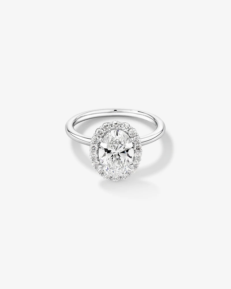 2.34 Carat TW Oval Cut Laboratory-Grown Diamond Halo Engagement Ring in 14kt Gold
