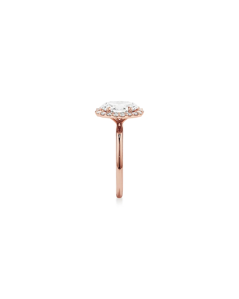 2.34 Carat TW Oval Cut Laboratory-Grown Diamond Halo Engagement Ring in 14kt Rose Gold