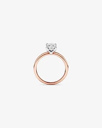 Bague de fiançailles solitaire ovale en diamant cultivé en laboratoire TW de 1,25 carat en or rose et blanc 14 carats