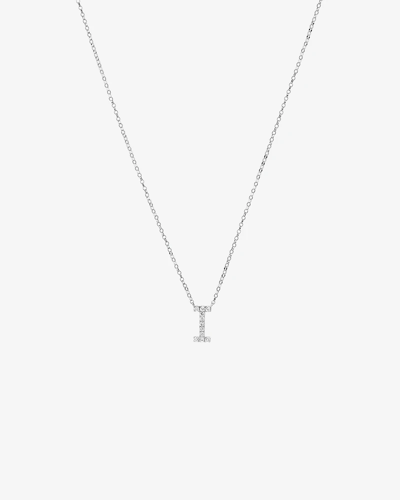 I Initial Necklace with 0.10 Carat TW of Diamonds in 10kt White Gold