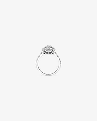 Bague halo de diamants en forme de poire de 0,65 carat en or blanc 10 kt