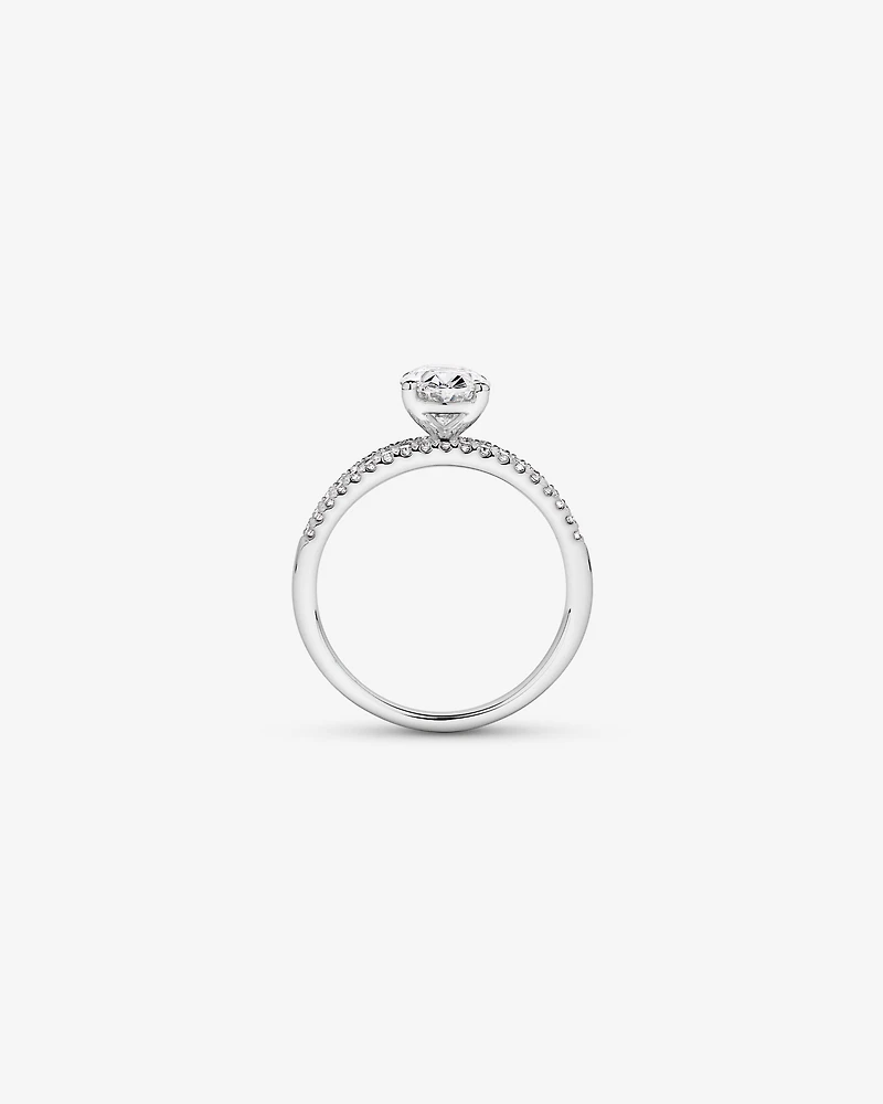 2.21 Carat TW Oval and Baguette Laboratory-Grown Side Accent Diamond Ring 14kt White Gold