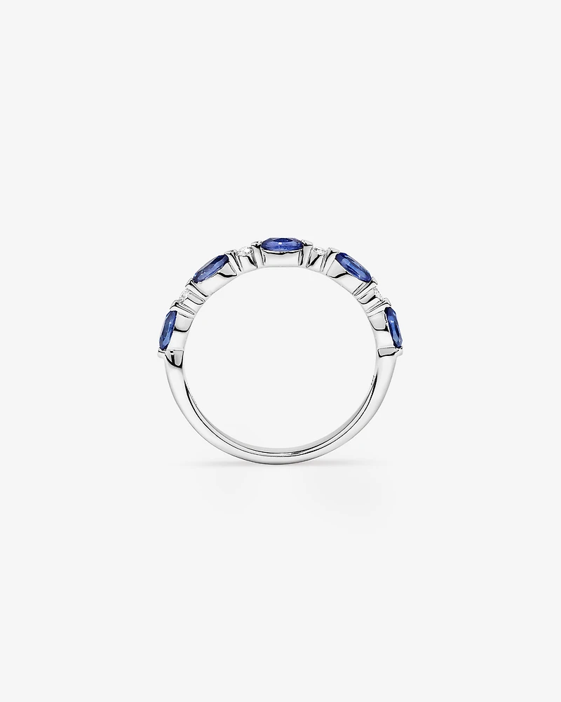 Bague En Argent Sterling Avec Pierre Précieuse En Saphir Bleu De Synthèse Taille Marquise Et Diamants
