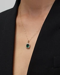 Created Emerald & .50 Carat TW Laboratory-Grown Diamond Halo Ring in 10kt Gold