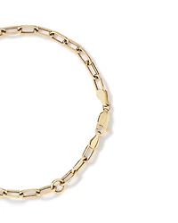 Bracelet trombone en or jaune 10 K de 19 cm, largeur de 3,5 à 4 mm