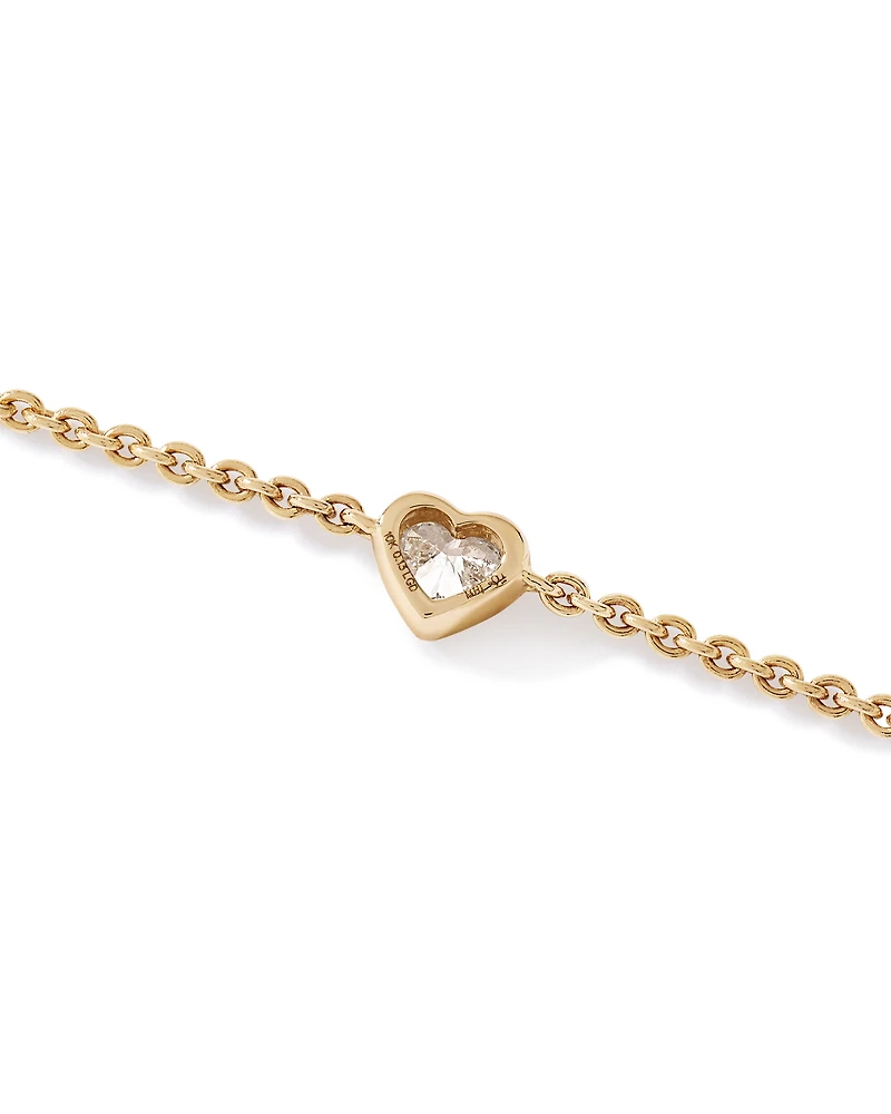 Bracelet en forme de cœur en diamant cultivé en laboratoire de 0,13 carat TW en or jaune 10 carats