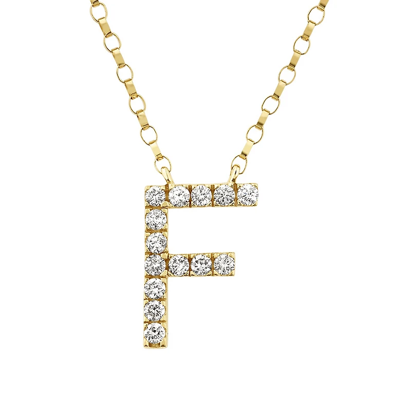"F" Initial Necklace with 0.10 Carat TW of Diamonds in 10kt Yellow Gold