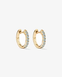 Aquamarine Huggie Hoop Earrings in 10kt Yellow Gold