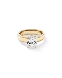 Bague solitaire en or jaune 14 carats sertie d'un diamant ovale de synthèse 2,00