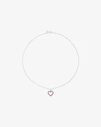 Heart Necklace with Created Ruby & 0.16 Carat TW of Diamonds in Sterling Silver