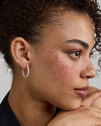 2,00TW Boucles d’oreilles à cerceau en diamant à l’envers en laboratoire en argent -Medium