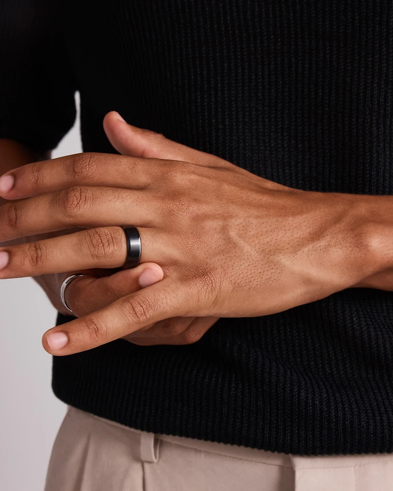 8mm Black Titanium Bevelled Edge Wedding Band