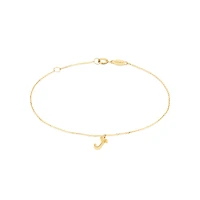 19cm (7.5") J Initial Bracelet in 10kt Yellow Gold