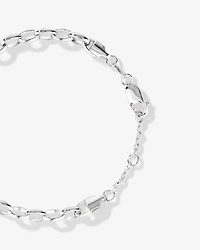 Heart Disc Oval Belcher Bracelet in Sterling Silver