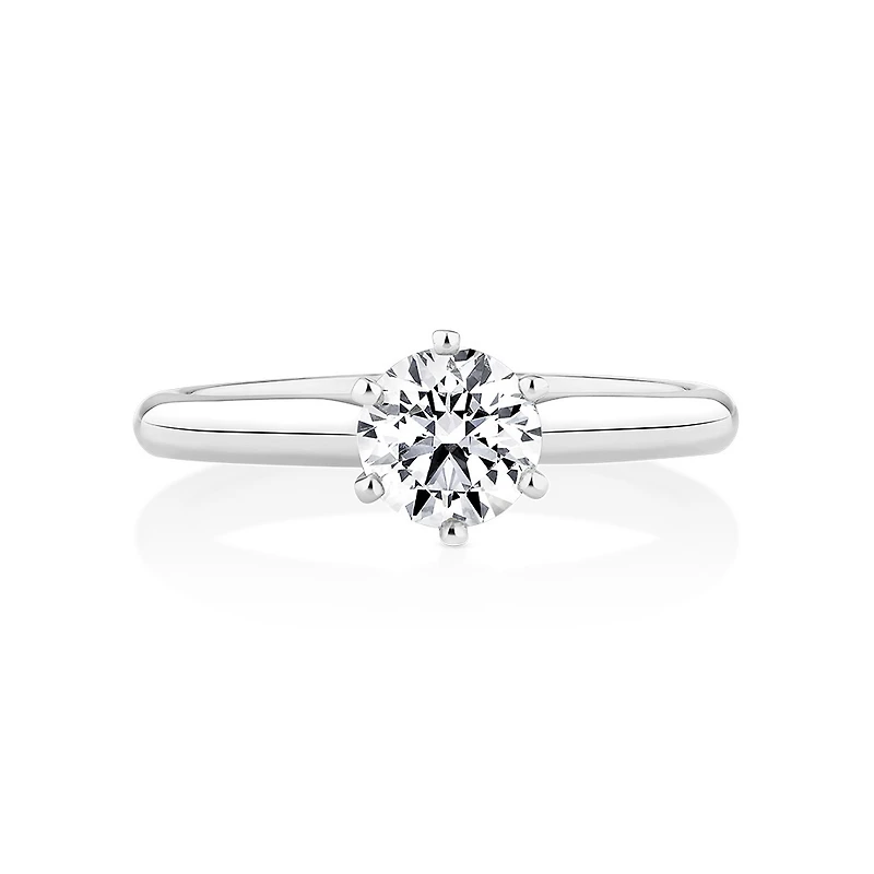 Certified Solitaire Engagement Ring with a 0.75 Carat TW Diamond in 18kt White Gold