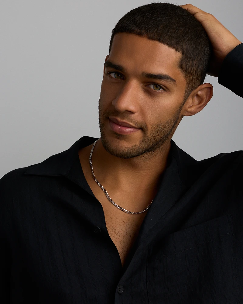 55cm (22") 4.30mm Width Bevelled Curb Chain Necklace  in Sterling Silver