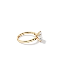 Bague de fiançailles solitaire en or jaune 14 carats, taille coussin allongée, diamant synthèse 2,00 poids total