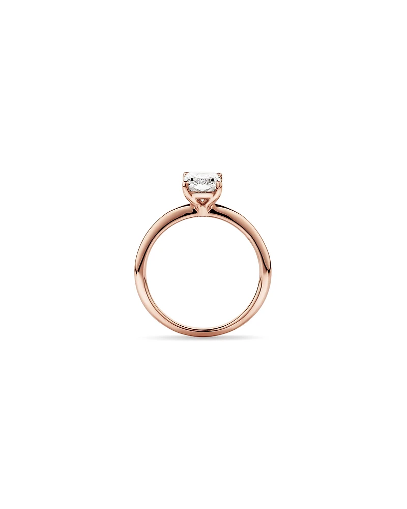 Bague de fiançailles solitaire en diamant de laboratoire TW Radiant de 1,25 carat en or rose 14 carats