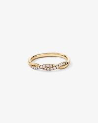 Alliance torsadée en or jaune 14 carats sertie d'un diamant rond brillant de synthèse 0,16 carat
