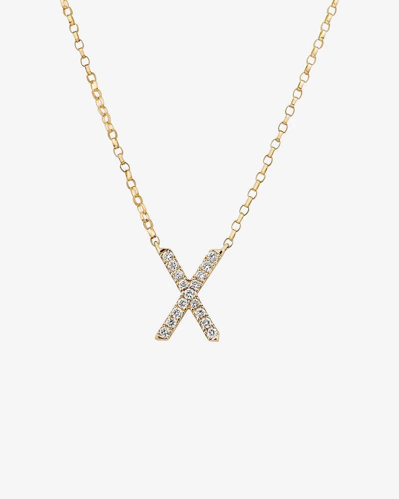 "X" Initial Necklace with 0.10 Carat TW of Diamonds in 10kt Yellow Gold