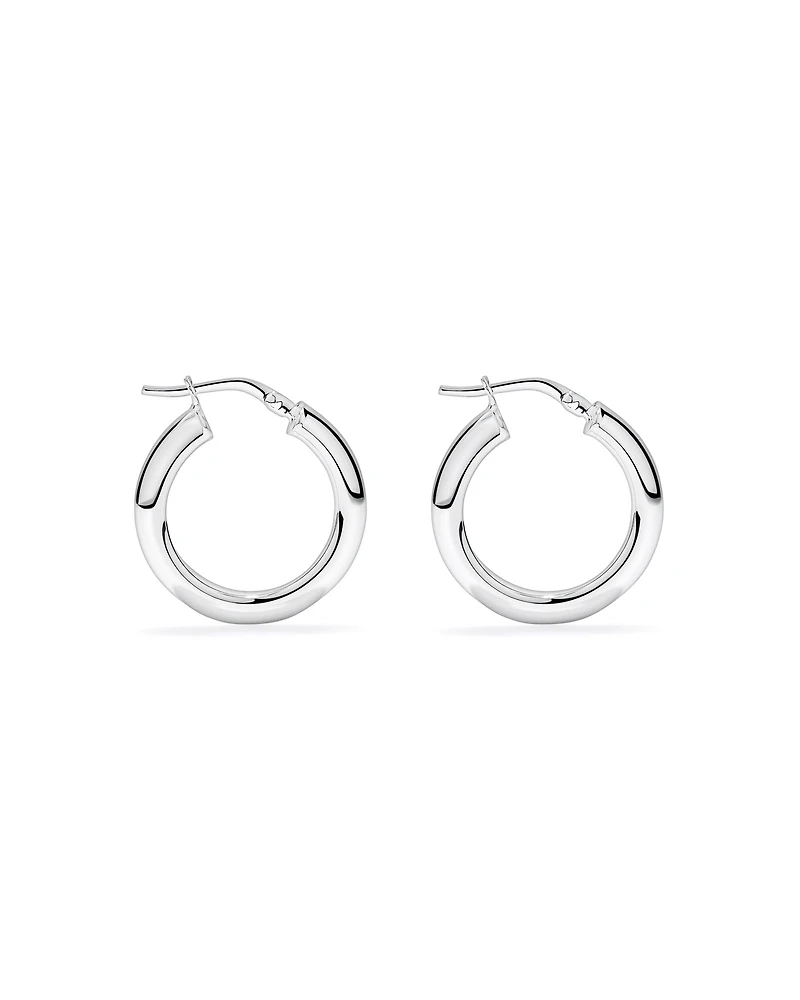 Half Round Hoop Earrings in Sterling Silver