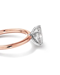 Bague de fiançailles solitaire ovale en diamant cultivé en laboratoire TW de 1,25 carat en or rose et blanc 14 carats