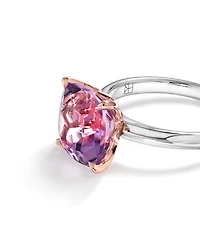 Ring with Rose Amethyst in Sterling Silver & 10kt Rose Gold