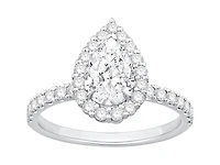 1.82 Carat TW Pear Cut Laboratory-Grown Diamond Halo Engagement Ring in 14kt White Gold