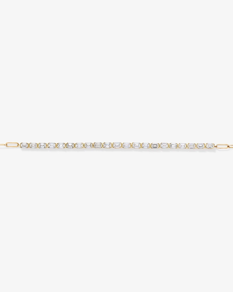 2.00 Carat TW Emerald Cut Laboratory-Grown Diamond Tennis Bracelet in 10kt Yellow Gold