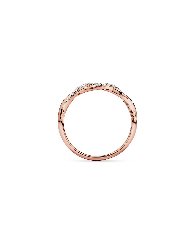 0.16TW Round Brilliant Laboratory-Grown Diamond Twist Wedding Ring 14kt Rose Gold with Rhodium
