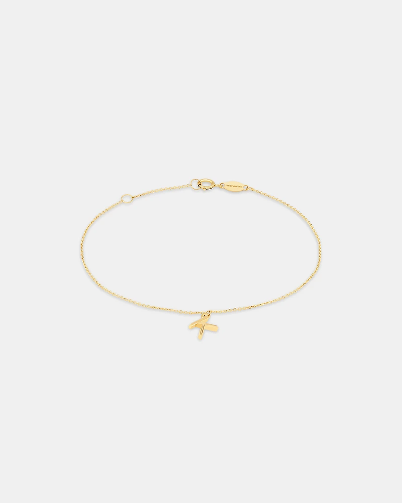 19cm (7.5") K Initial Bracelet in 10kt Yellow Gold