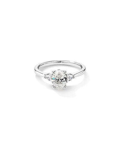 1.10 Carat TW Oval & Pear Cut Three Stone Engagement Ring in 18kt White Gold